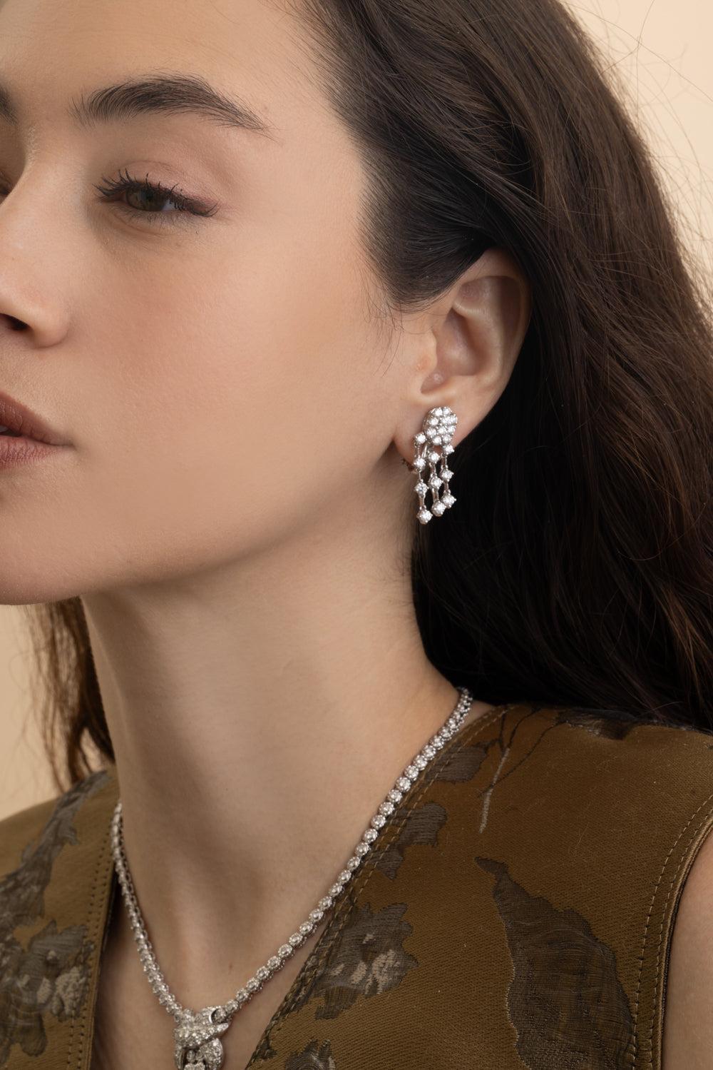 Diamond Chandelier Earrings-WHITE GOLD-JEWELRYFINE JEWELEARRING-ANDREOLI