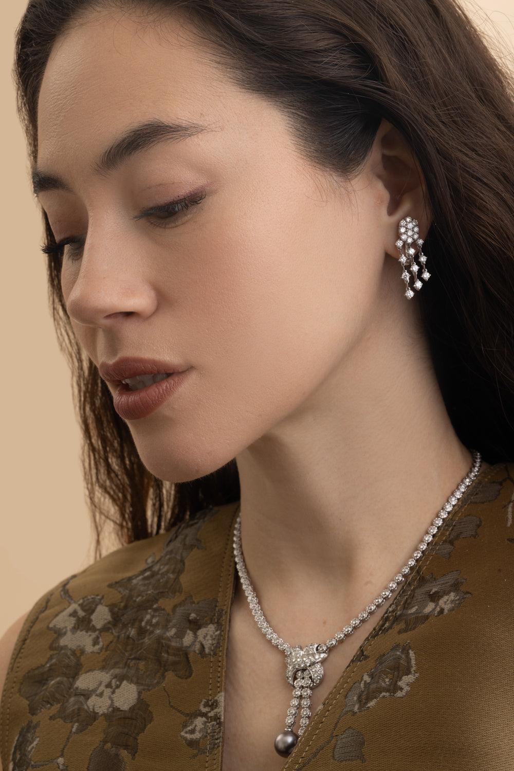 Diamond Chandelier Earrings-WHITE GOLD-JEWELRYFINE JEWELEARRING-ANDREOLI