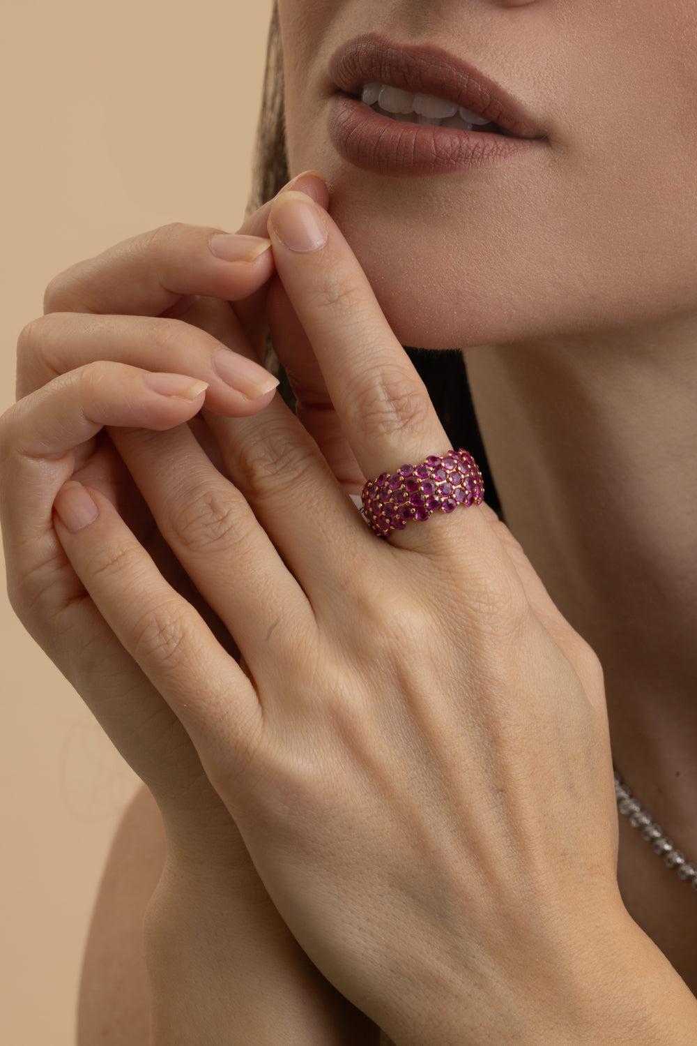 Pink Sapphire Stretch Ring-ROSE GOLD-6.25-JEWELRYFINE JEWELRING-ANDREOLI