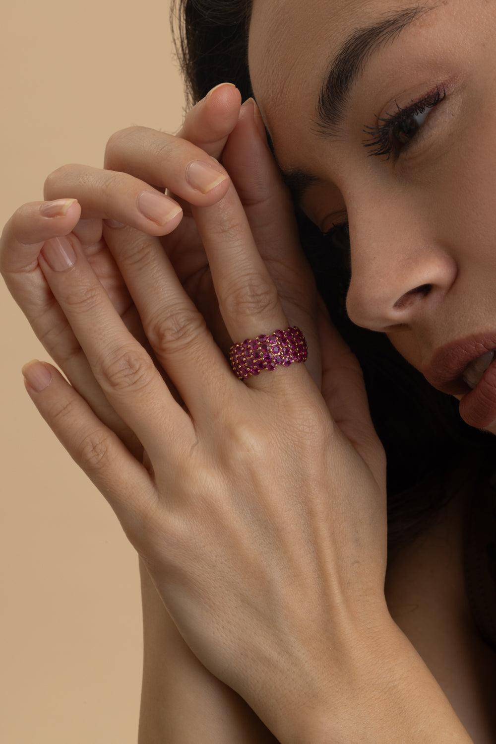 Pink Sapphire Stretch Ring-ROSE GOLD-6.25-JEWELRYFINE JEWELRING-ANDREOLI