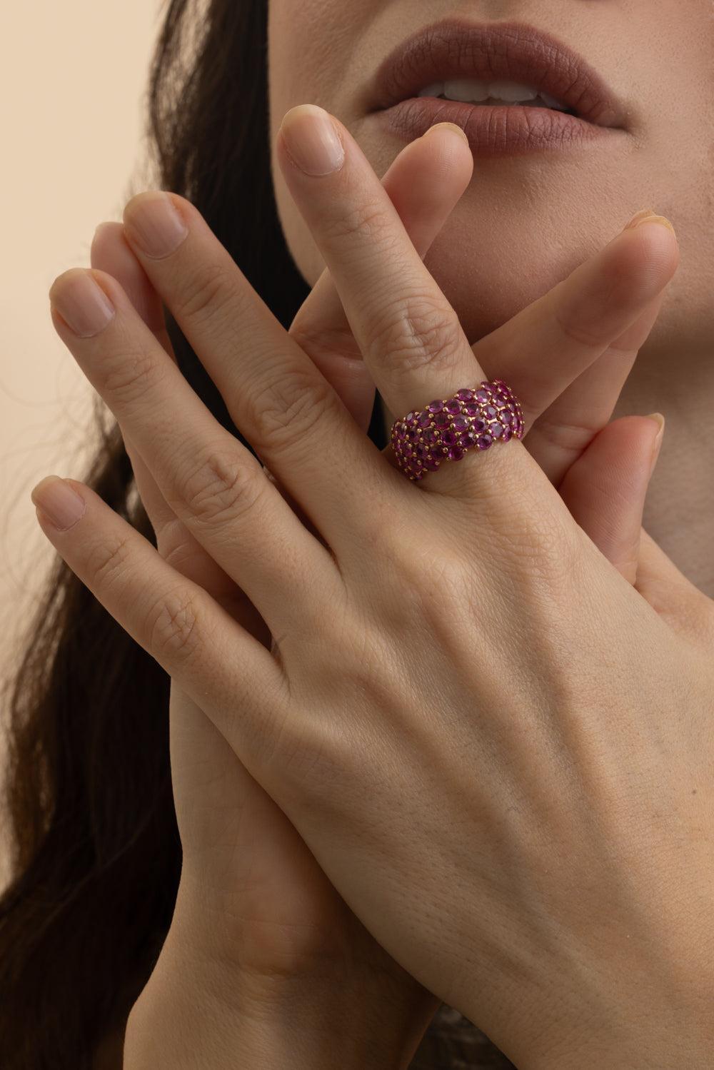 Pink Sapphire Stretch Ring-ROSE GOLD-6.25-JEWELRYFINE JEWELRING-ANDREOLI