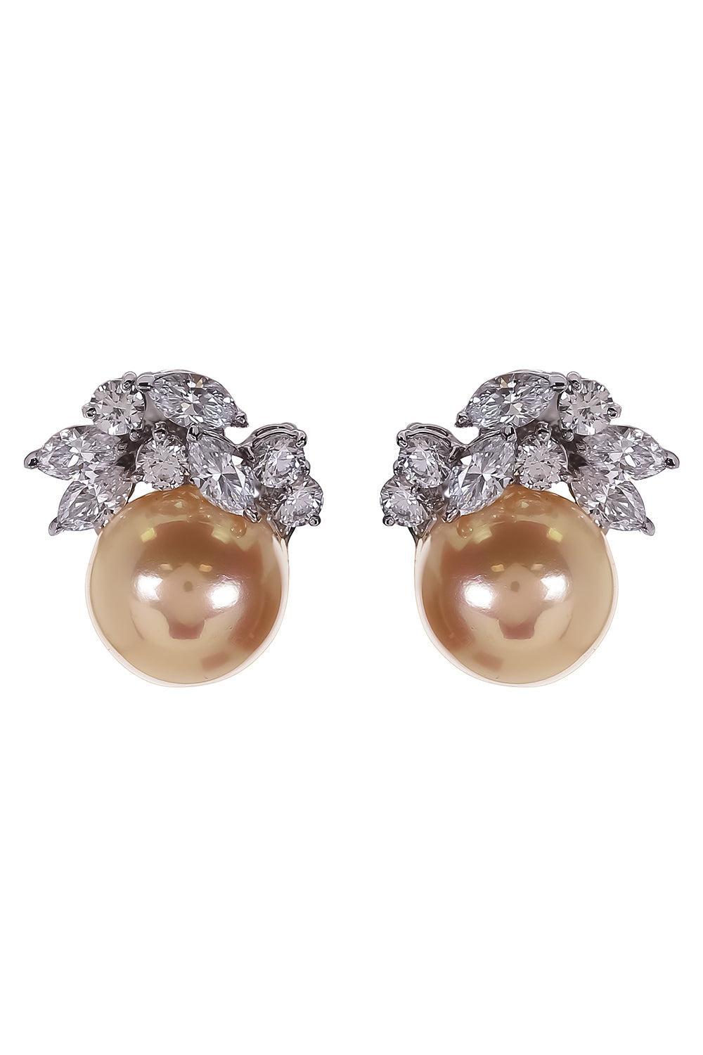 Double Pearl Cz Earrings-PINK-JEWELRYBOUTIQUEEARRING-FANTASIA by DESERIO