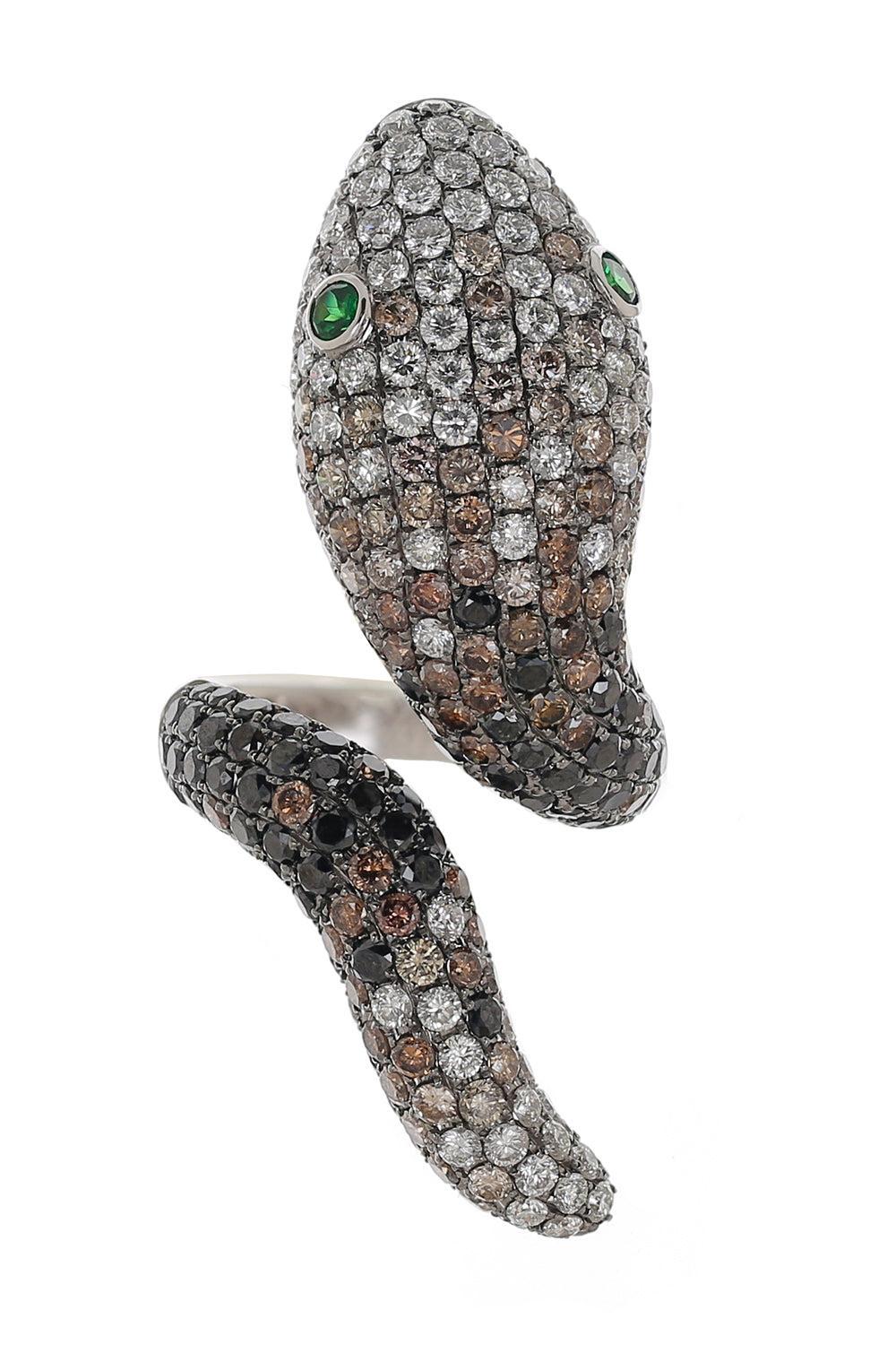Multi Diamond Snake Ring-WHITE GOLD-7-JEWELRYFINE JEWELRING-STEFERE