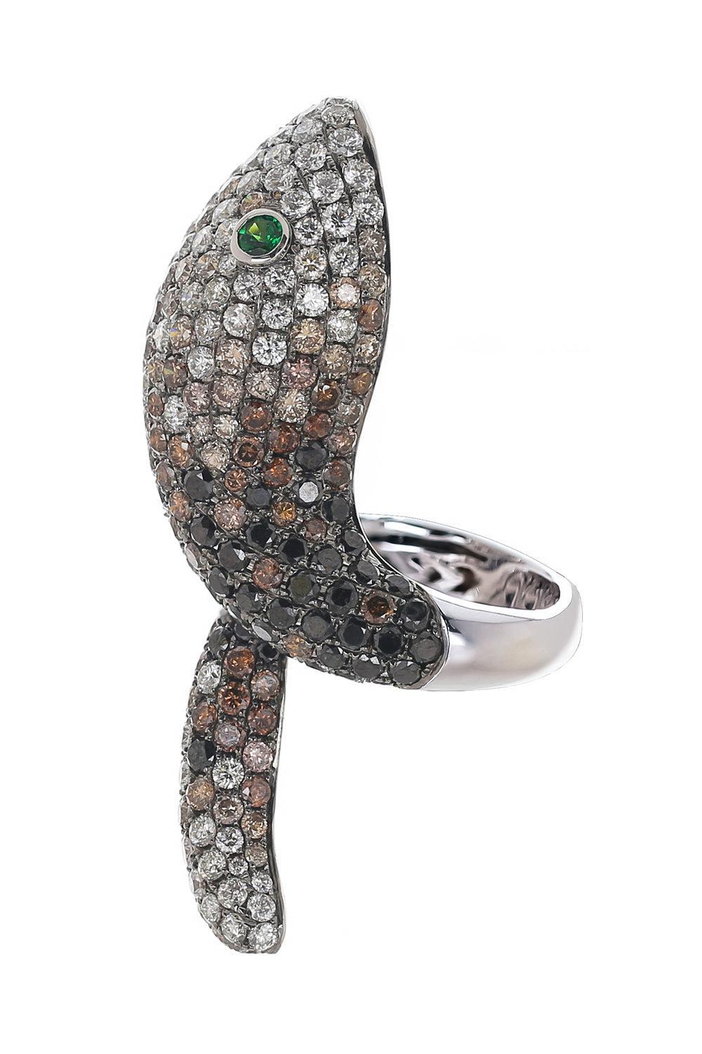 Multi Diamond Snake Ring-WHITE GOLD-7-JEWELRYFINE JEWELRING-STEFERE