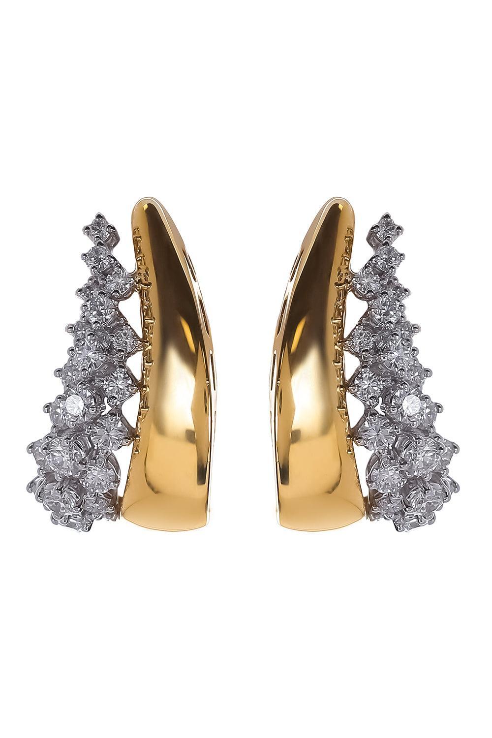 Diamond Round Earrings-YELLOW GOLD-JEWELRYFINE JEWELEARRING-YEPREM JEWELLERY