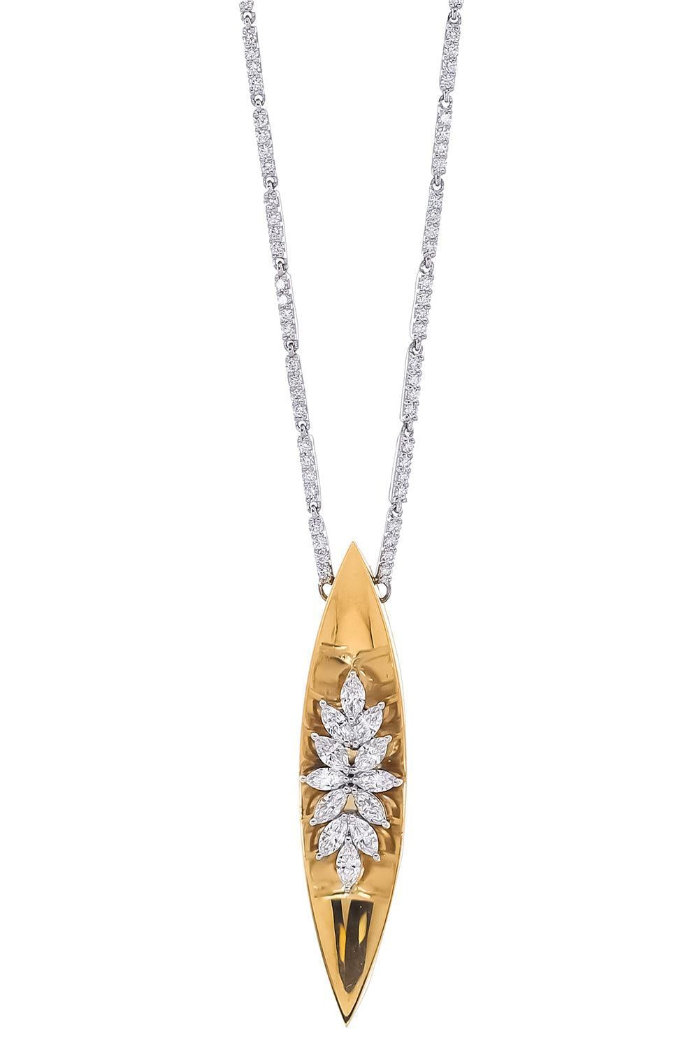 Diamond Pointed Pendant Golden Strada Necklace-WHITE GOLD-JEWELRYFINE JEWELNECKLACE O-YEPREM JEWELLERY