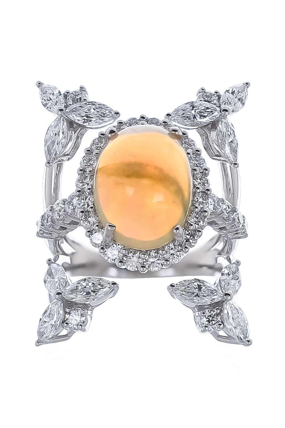 Opal Diamond Reign Supreme Ring-WHITE GOLD-6.25-JEWELRYFINE JEWELRING-YEPREM JEWELLERY