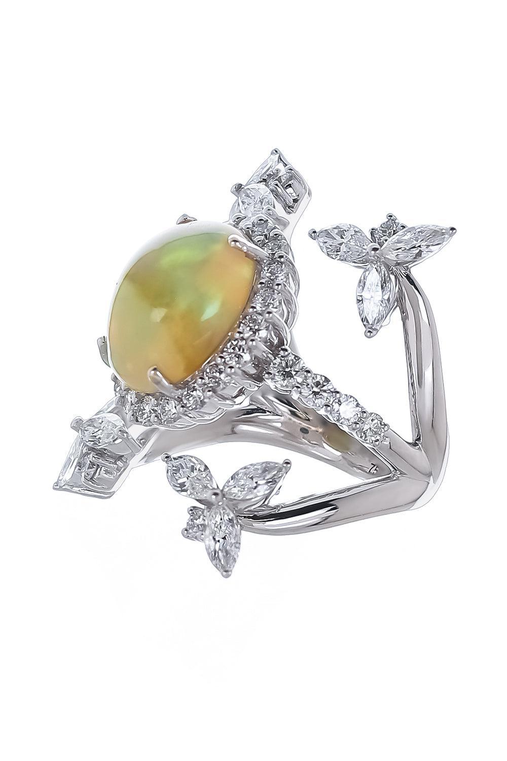 Opal Diamond Reign Supreme Ring-WHITE GOLD-6.25-JEWELRYFINE JEWELRING-YEPREM JEWELLERY