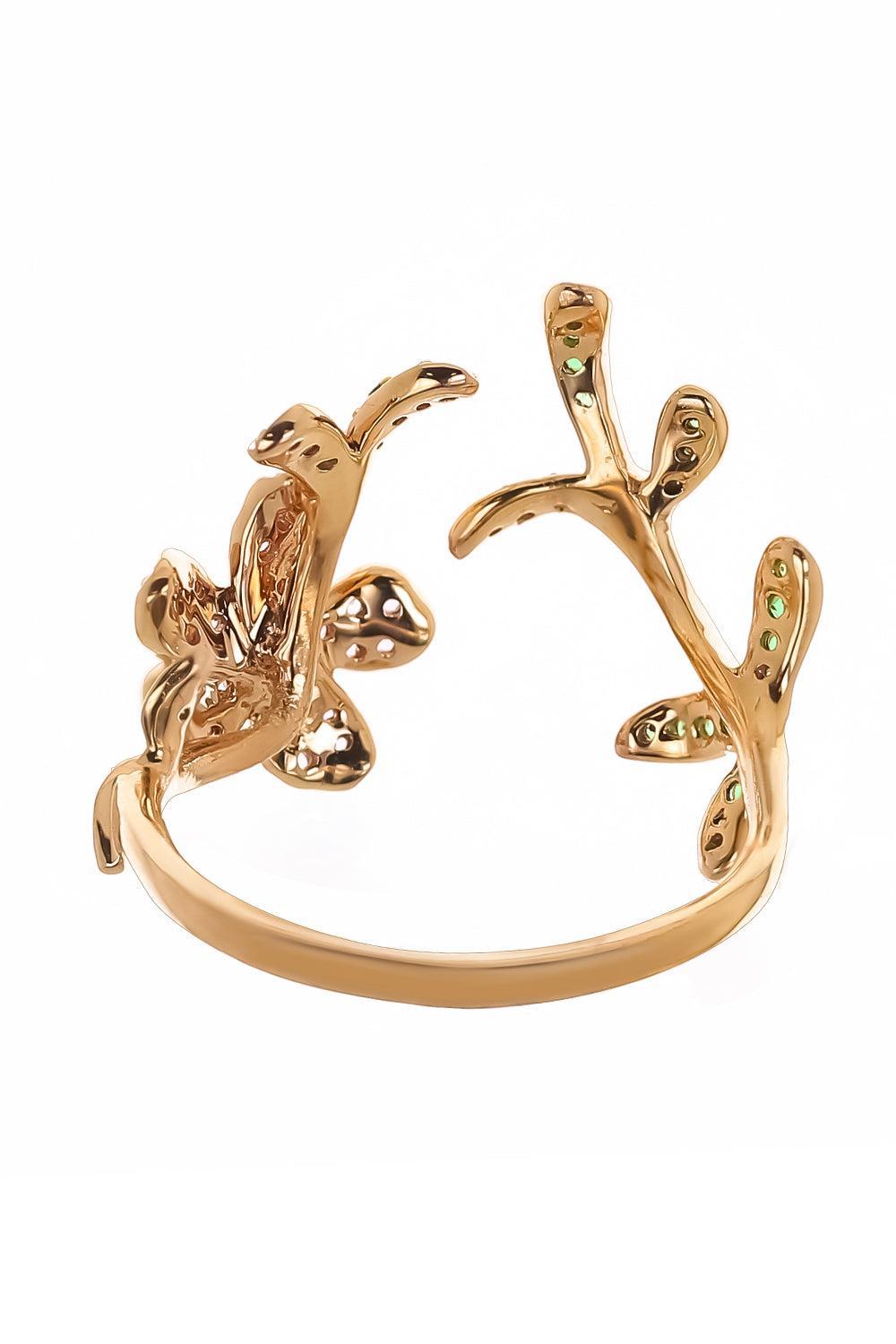 Pink Sapphire Garnet Flower Ring-ROSE GOLD-7-JEWELRYFINE JEWELRING-STEFERE