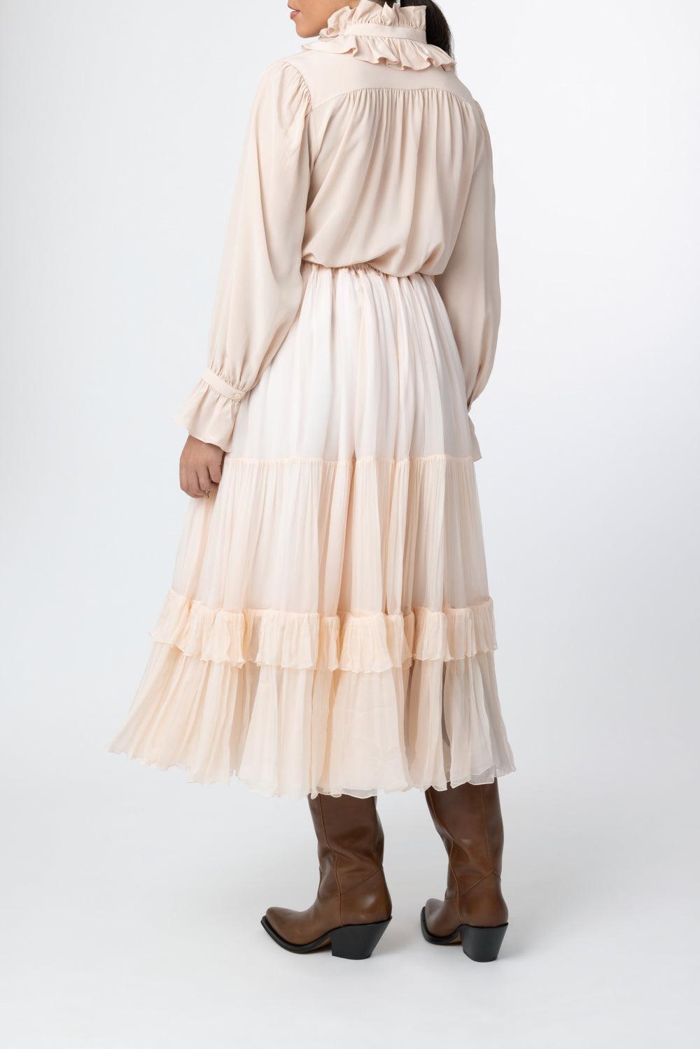 Ruffle Long Skirt-PINK-34-CLOTHINGSKIRTMIDI-CHLOÉ
