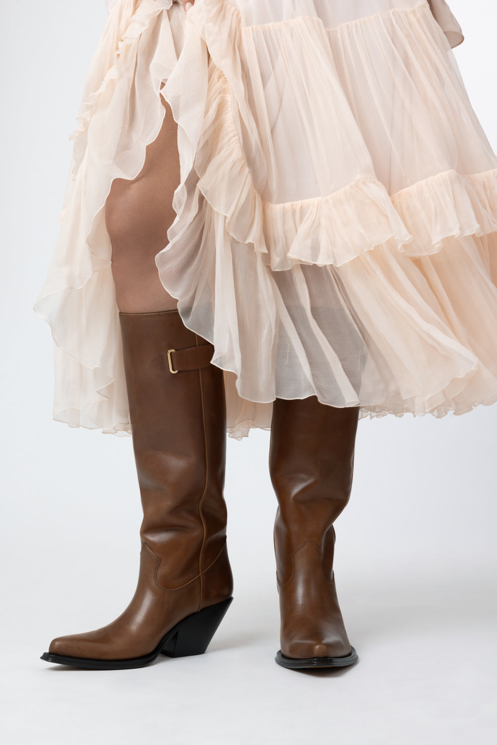 Chloe Azelan Logo Boot - Amber Brown