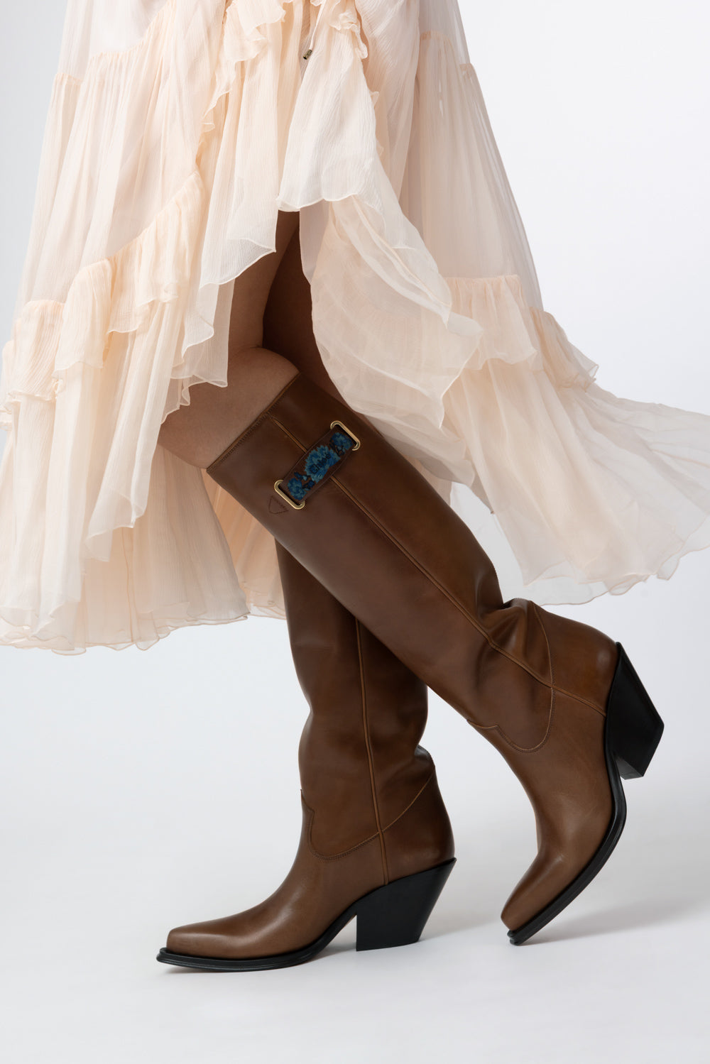 Chloe Azelan Logo Boot - Amber Brown