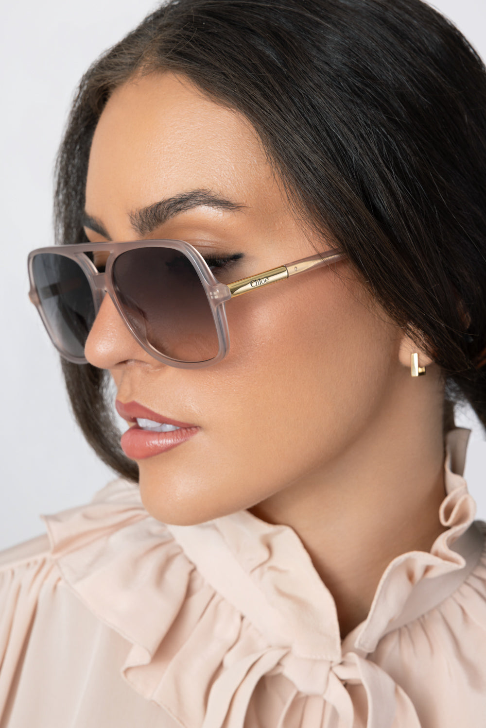 Oversized Aviator Sunglasses-GREY-ACCESSORIESUNGLASSES-CHLOÉ
