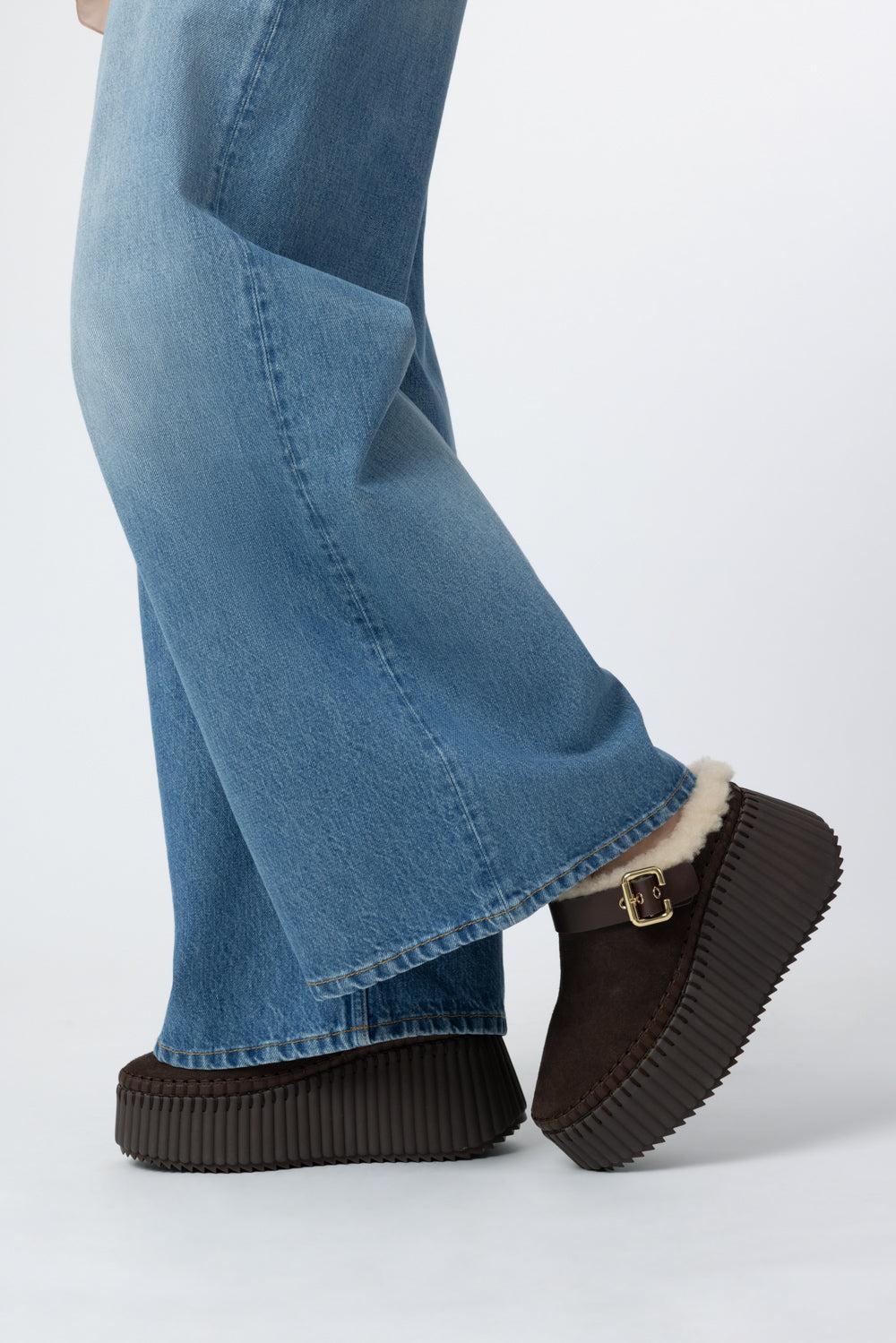 Nama Wedge Platform Mule - Sharp Brown-BROWN-37-SHOEMULE-CHLOÉ