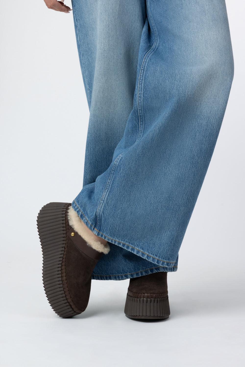 Nama Wedge Platform Mule - Sharp Brown-BROWN-37-SHOEMULE-CHLOÉ