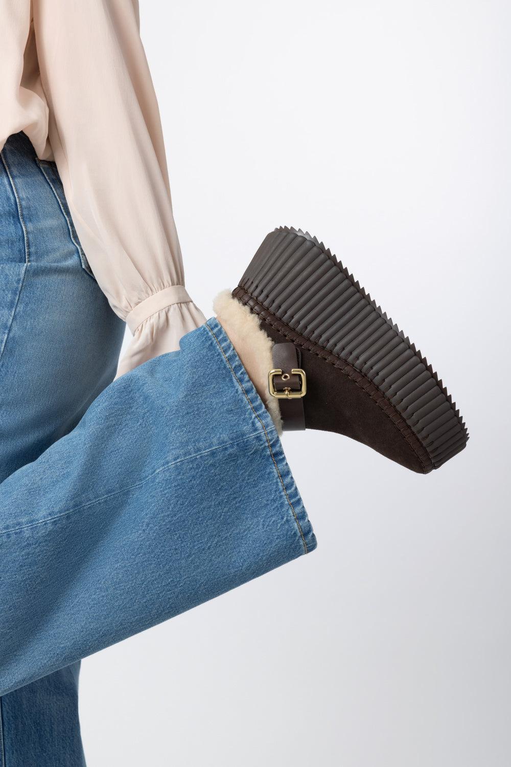  Nama Wedge Platform Mule - Sharp Brown-BROWN-37-SHOEMULE-CHLOÉ 