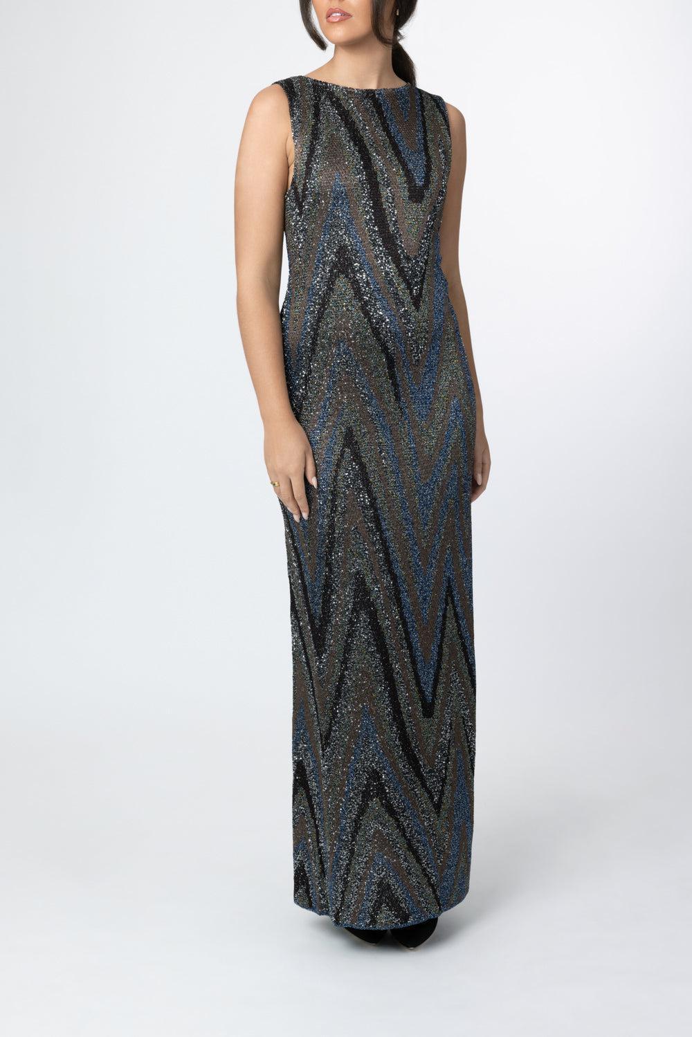 High Neck Sleeveless Dress-NOVELTY-38-CLOTHINGDRESSEVENING-MISSONI