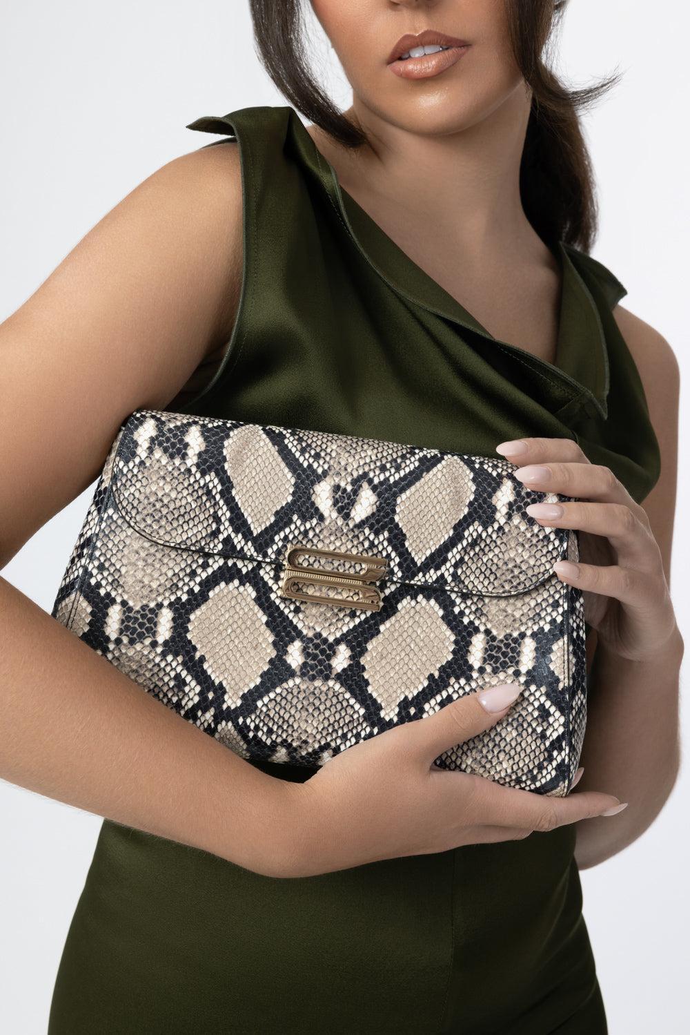  Dorian Trapeze Bag - Natural Brown-ANIMAL-HANDBAGSHOULDER-VICTORIA BECKHAM 