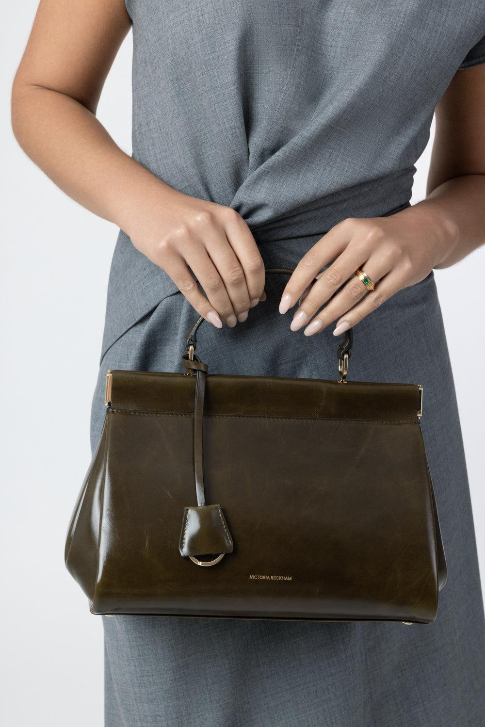 Sloane Frame Bag - Dark Olive-GREEN-HANDBAGTOP HANDLE-VICTORIA BECKHAM