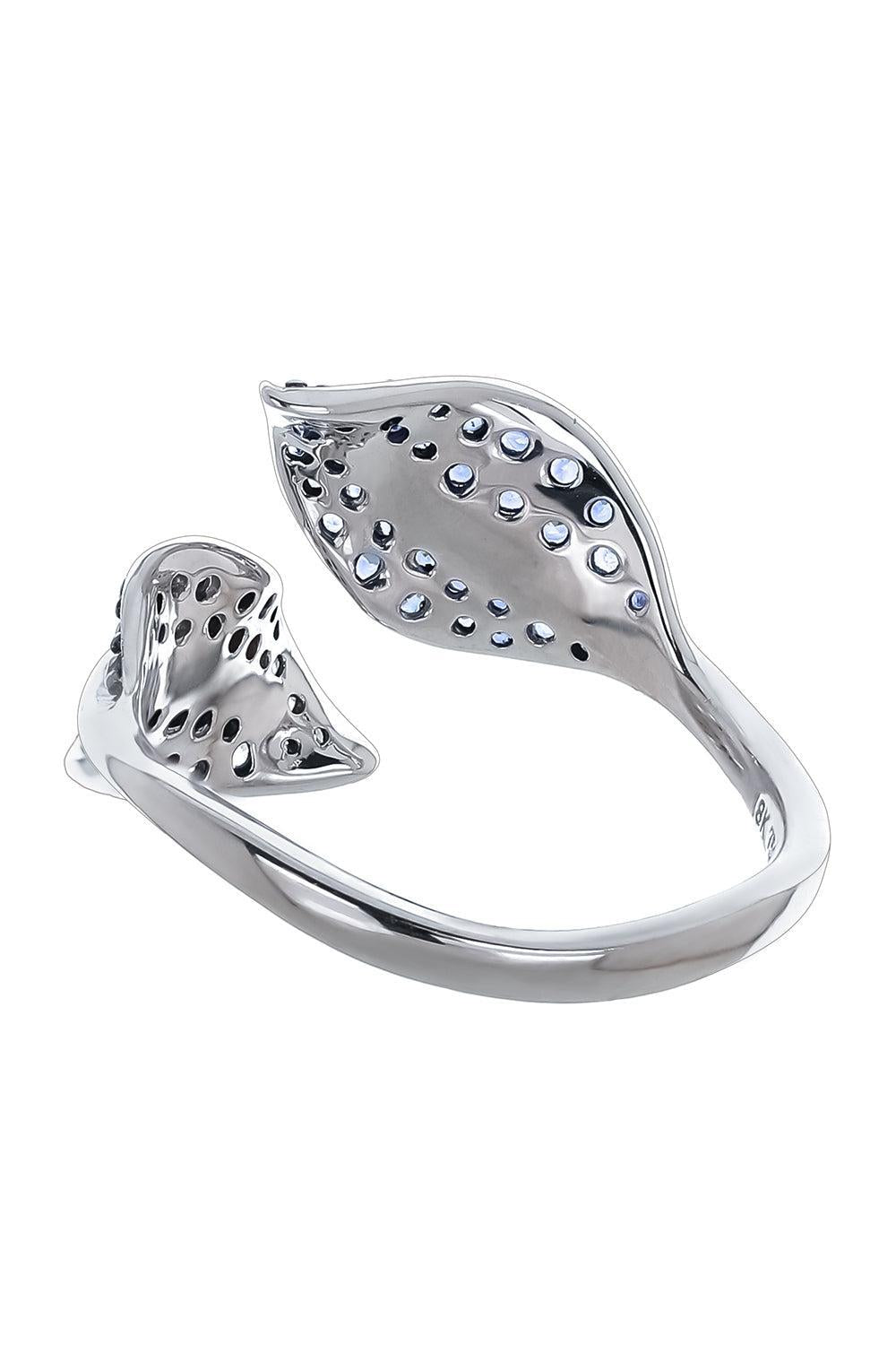 White Diamond Blue Sapphire Garden Ring-WHITE GOLD-7-JEWELRYFINE JEWELRING-STEFERE