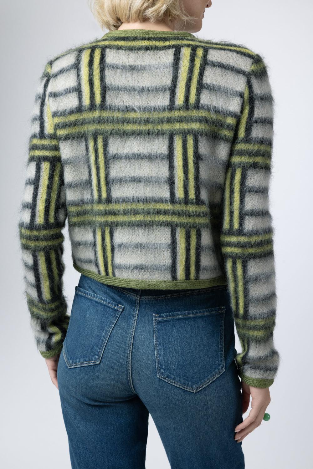  Check Cardigan-GREEN-XXS-CLOTHINGTOPCARDIGAN-LA DOUBLEJ 