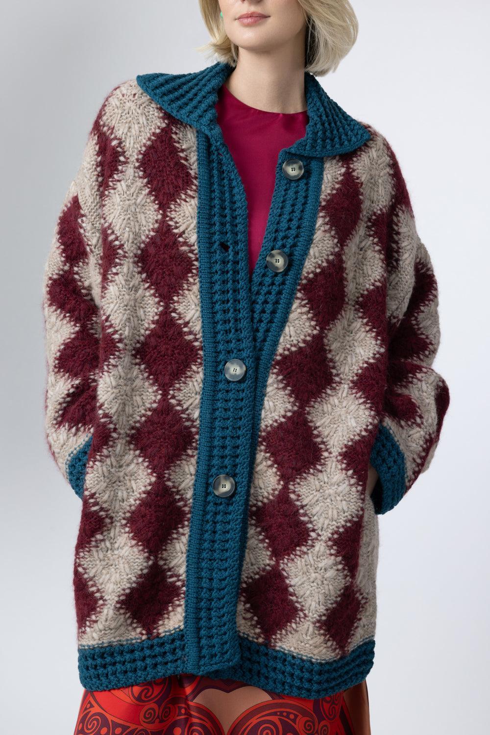  Crochet Bowling Cardigan-RED-XS-CLOTHINGTOPCARDIGAN-LA DOUBLEJ 