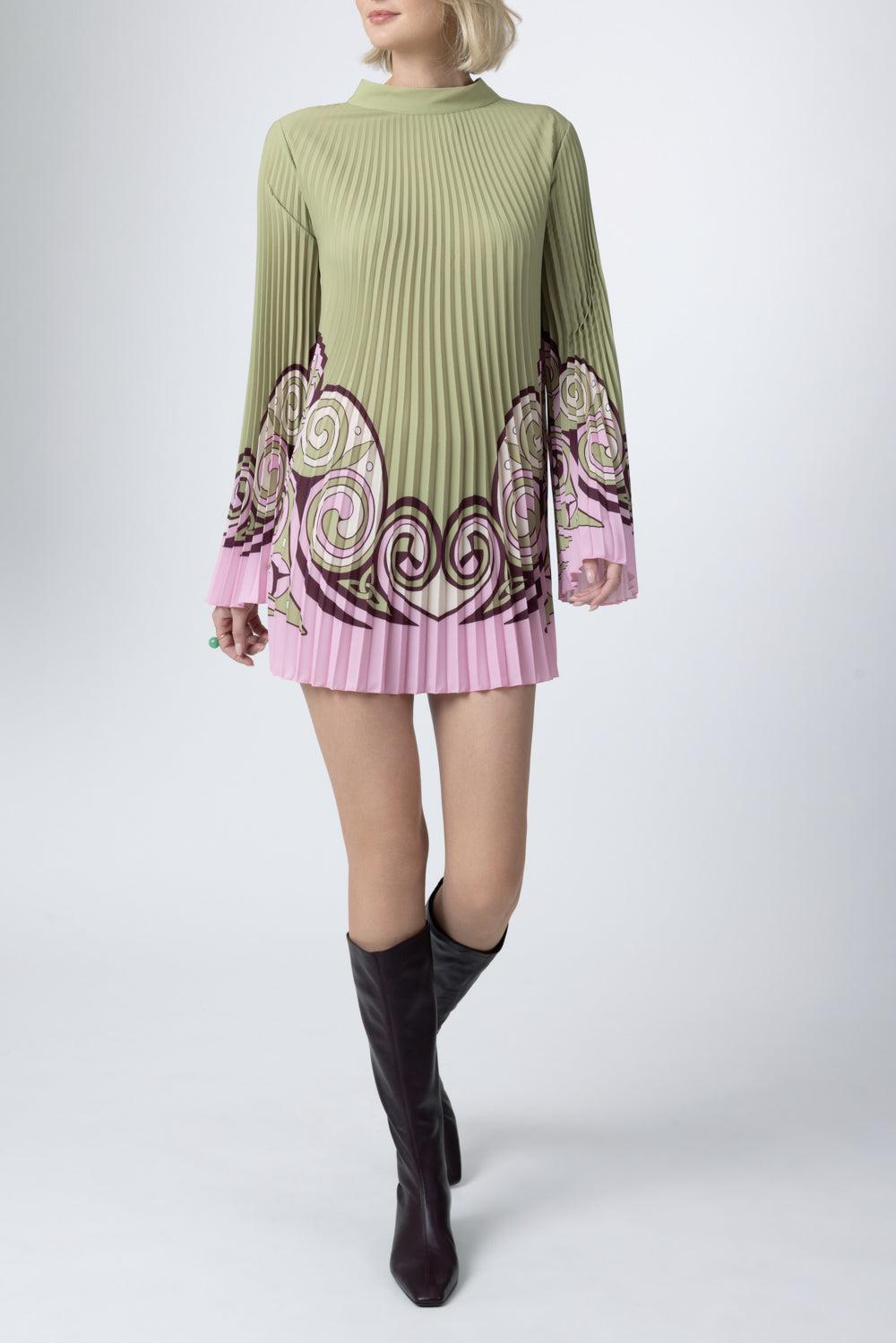  Twirling Tunic Dress - Kells Swiree Placée-GREEN-XS-CLOTHINGTOPTUNIC-LA DOUBLEJ 