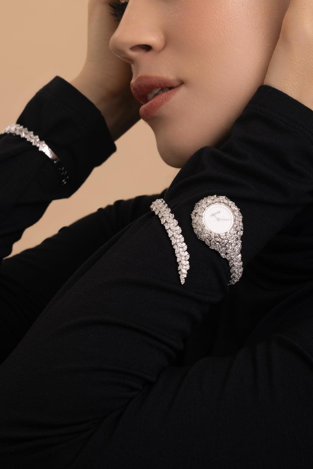 Diamond Wrap Y-Momento Watch-WHITE GOLD-ACCESSORIEWATCHES-YEPREM JEWELLERY