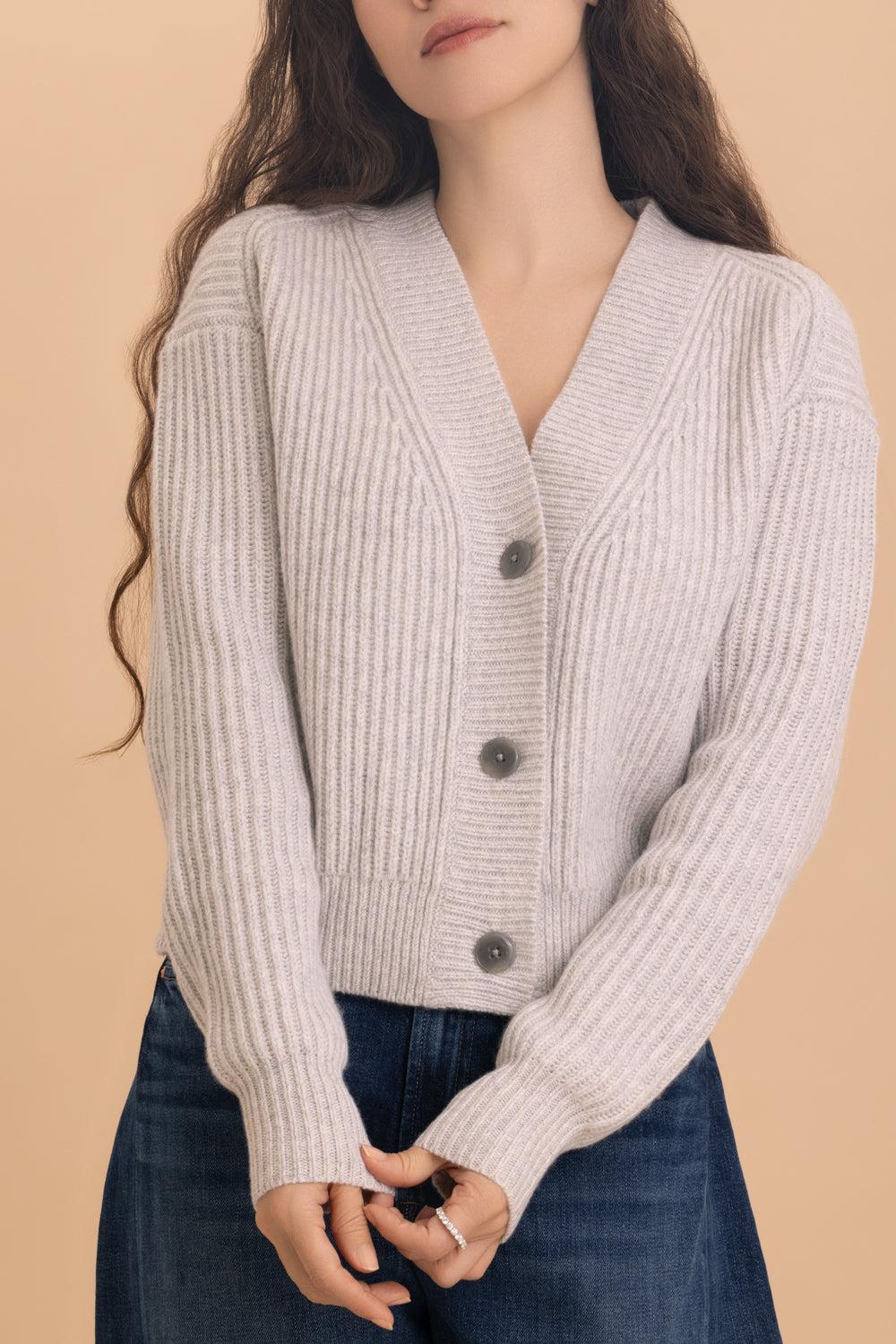 Button Front Cropped Cardigan-LTHTHRGY-XS-CLOTHINGTOPCARDIGAN-TWP