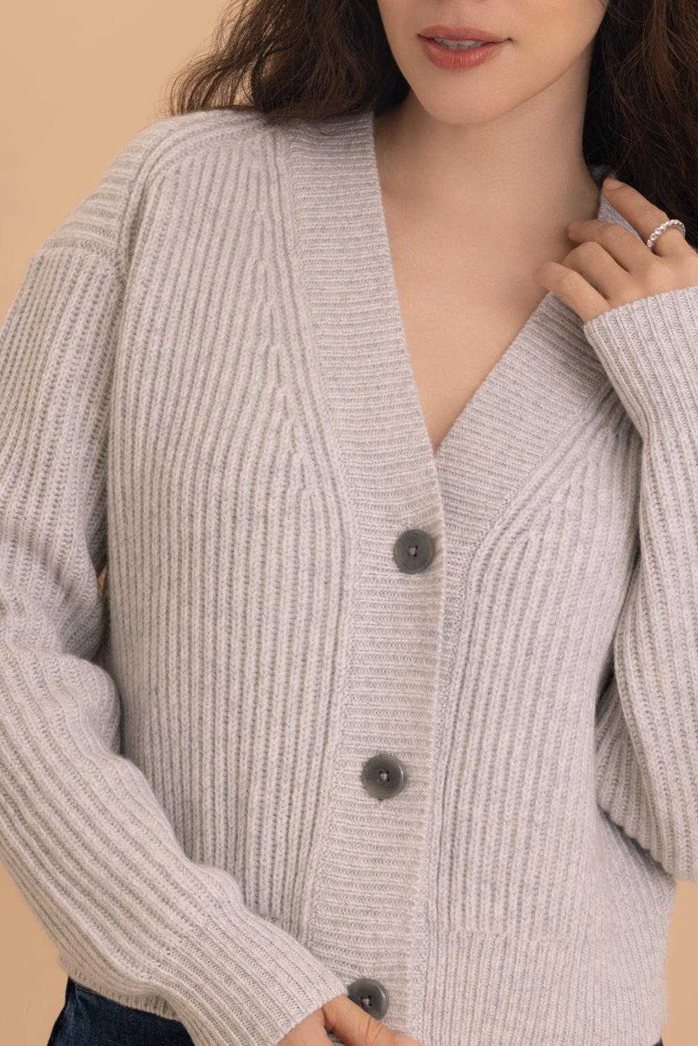 Button Front Cropped Cardigan-LTHTHRGY-XS-CLOTHINGTOPCARDIGAN-TWP