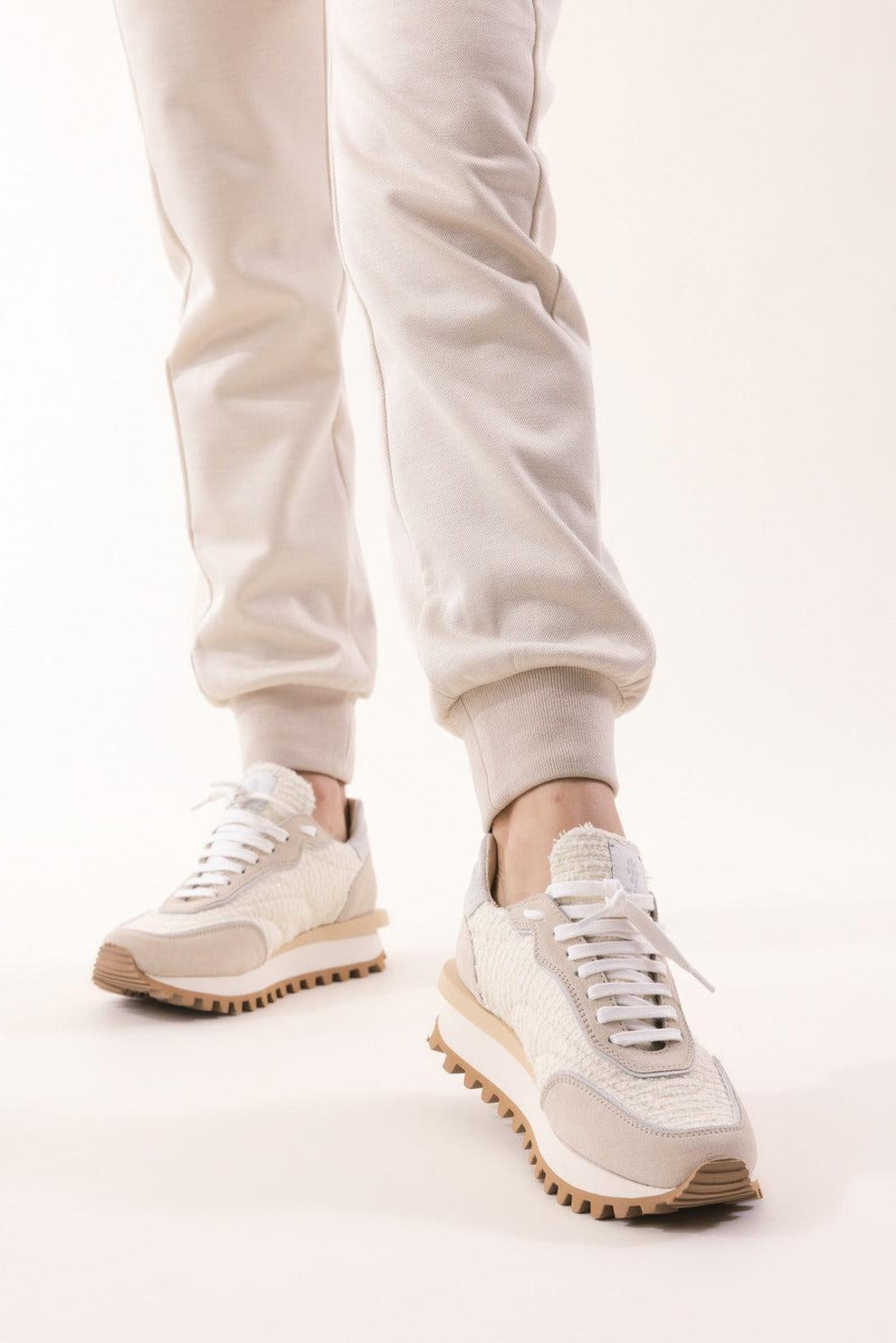 Runner Sneakers - Cream | ELEVENTY – Marissa Collections display picture 1