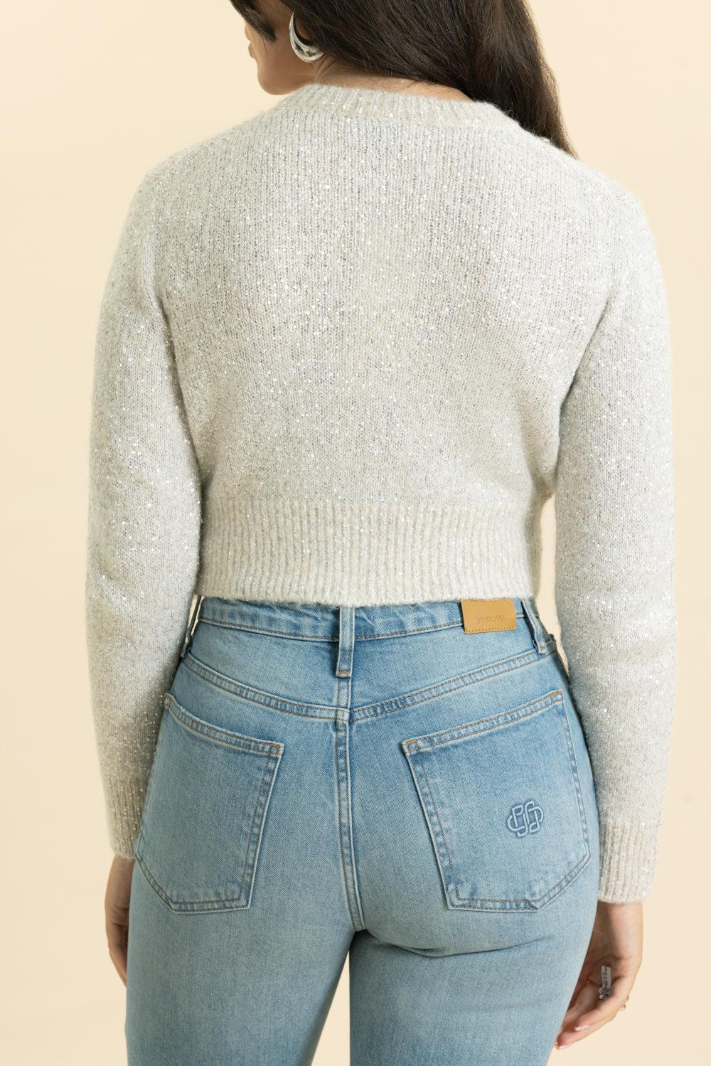 Cropped Jeweled Cardigan-CHAMPAGNE-XS-CLOTHINGTOPCARDIGAN-ERDEM