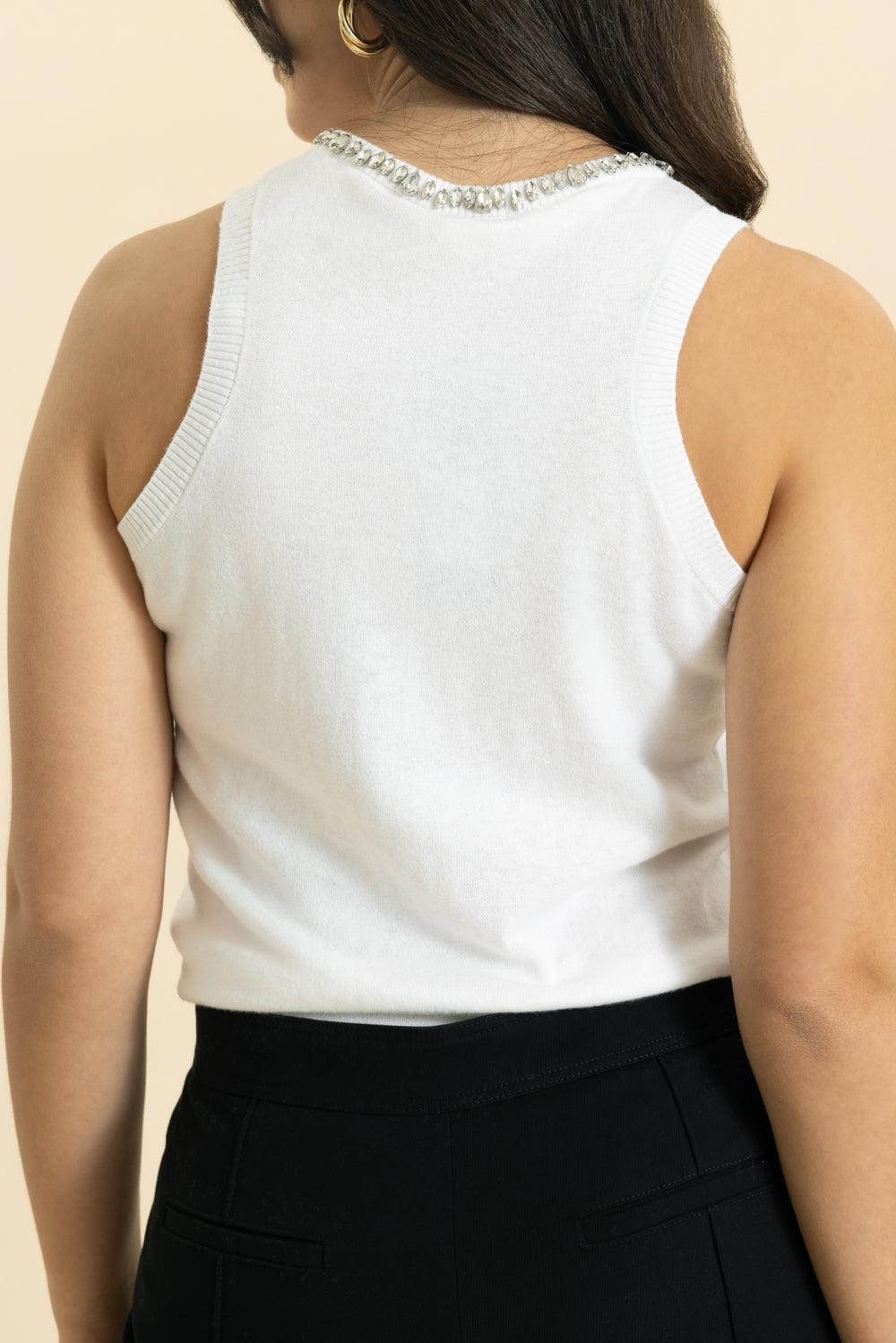Jewel Neck Tank Top-WHITE-XS-CLOTHINGTOPTANK-MINNIE ROSE