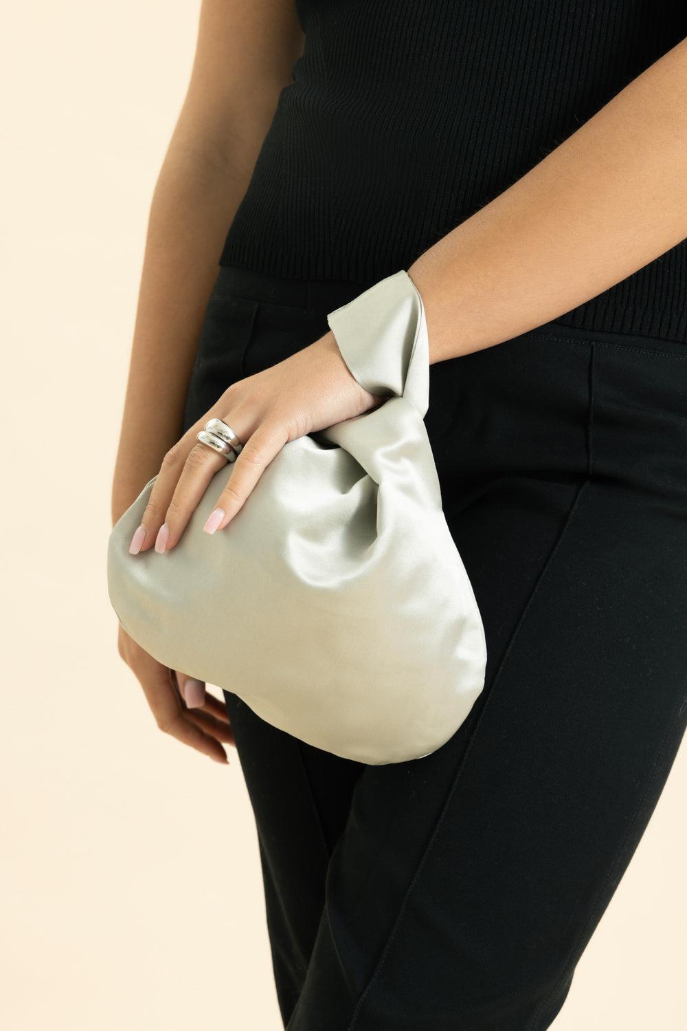 Nexus Satin Clutch - Silver-SILVER-HANDBAGCLUTCHES-MARY SMALLWOOD
