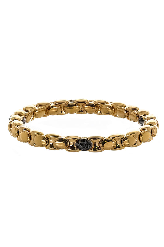 Black Diamond Three Section Anaconda Bracelet-YELLOW GOLD-JEWELRYFINE JEWELBRACELET O-ROBERTO DEMEGLIO