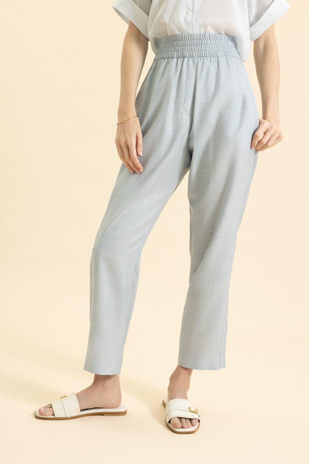 Elastic Waist Crop Trouser-BLUE-38-CLOTHINGPANTCASUAL-ELEVENTY