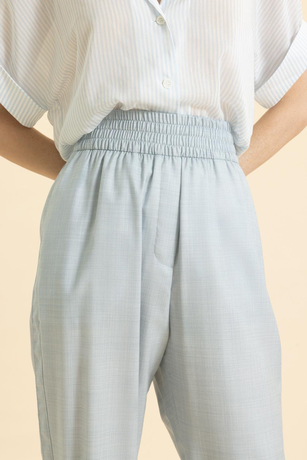 Elastic Waist Crop Trouser-BLUE-38-CLOTHINGPANTCASUAL-ELEVENTY