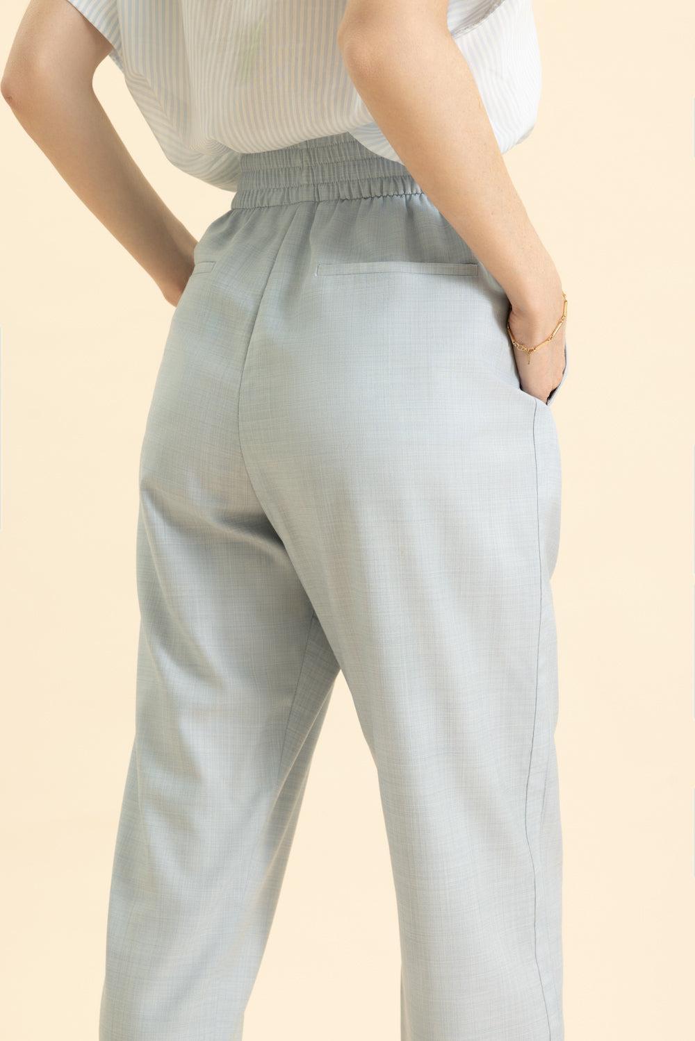 Elastic Waist Crop Trouser-BLUE-38-CLOTHINGPANTCASUAL-ELEVENTY