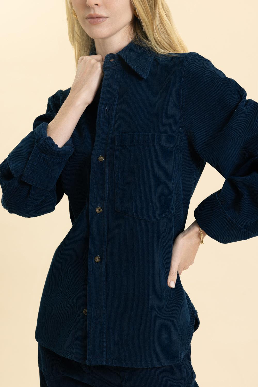 Shoulder Detail Slim Shirt-INDGGRDY-0-CLOTHINGTOPBLOUSE-VICTORIA BECKHAM
