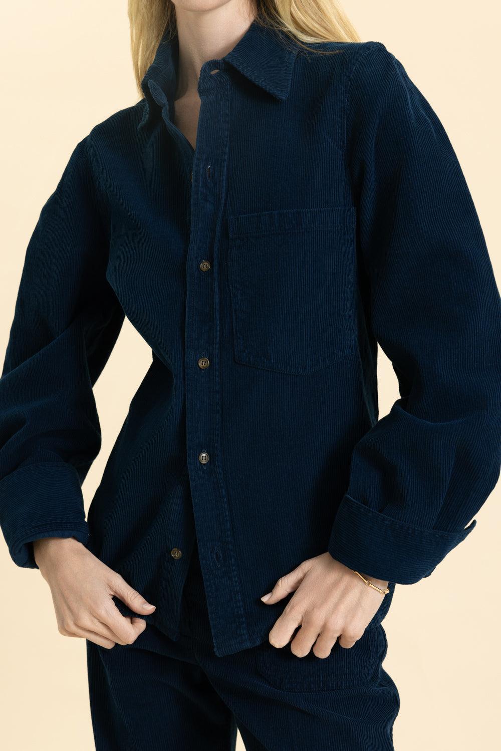 Shoulder Detail Slim Shirt-INDGGRDY-0-CLOTHINGTOPBLOUSE-VICTORIA BECKHAM