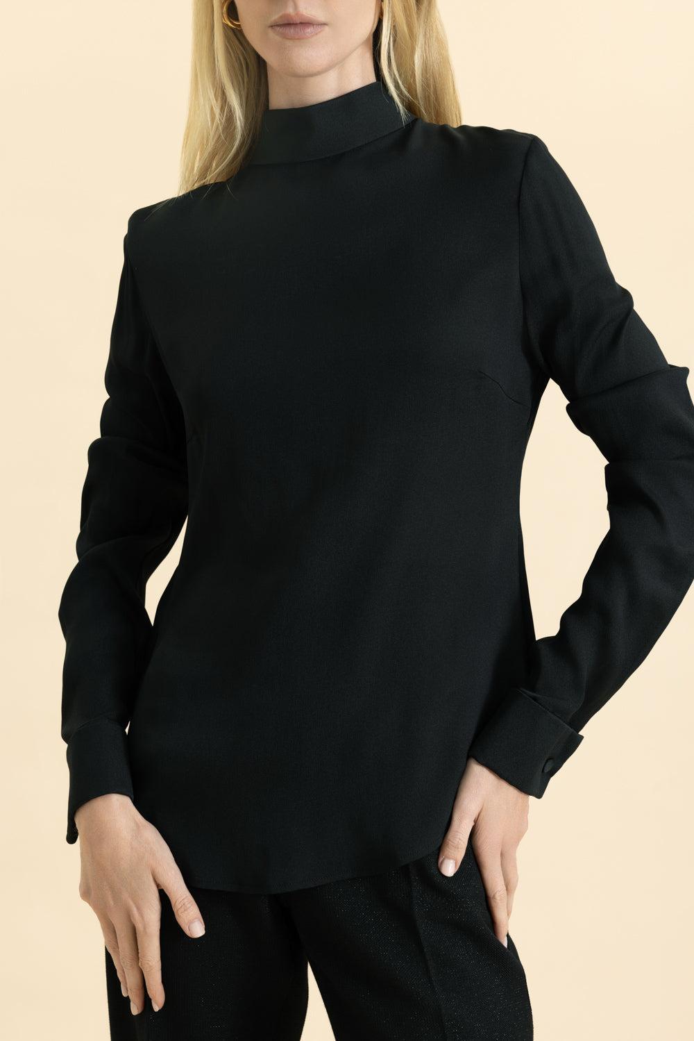 Long Sleeve Mockneck Top-BLACK-40-CLOTHINGTOPKNITS-GIAMBATTISTA VALLI