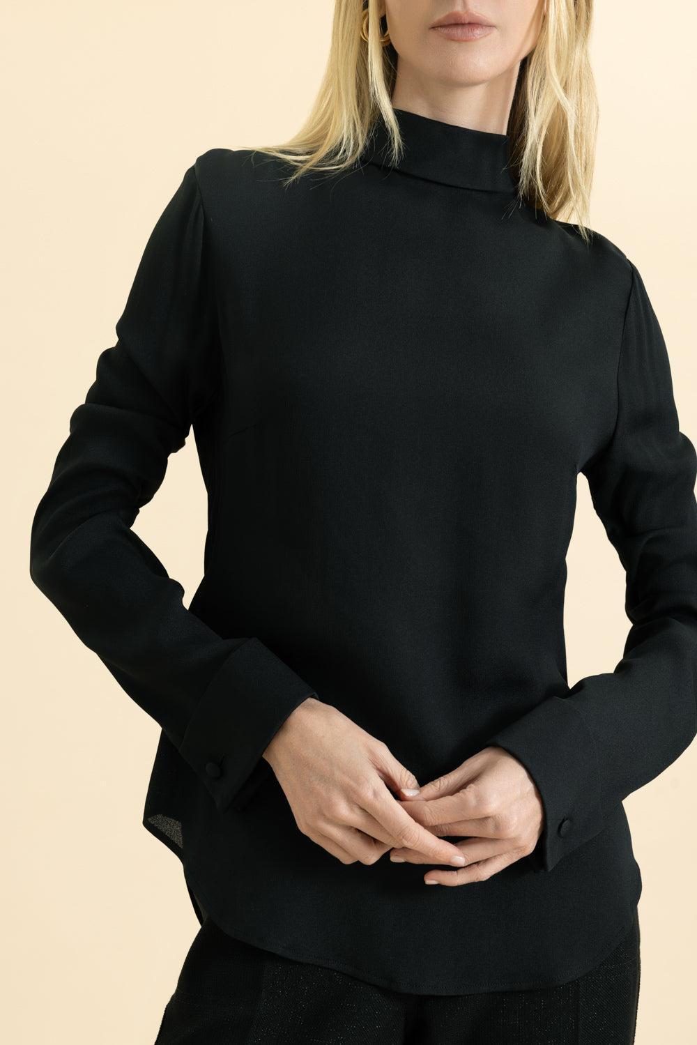 Long Sleeve Mockneck Top-BLACK-40-CLOTHINGTOPKNITS-GIAMBATTISTA VALLI