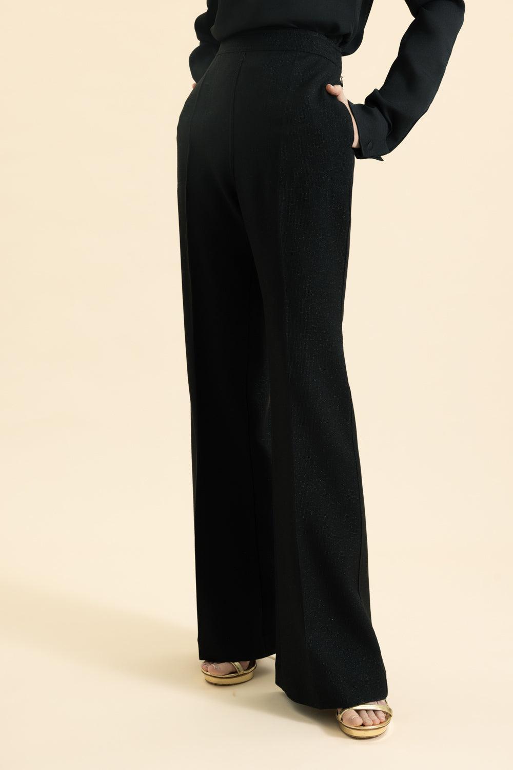 Side Pocket Flare Pant-BLACK-40-CLOTHINGPANTWIDE LEG-GIAMBATTISTA VALLI
