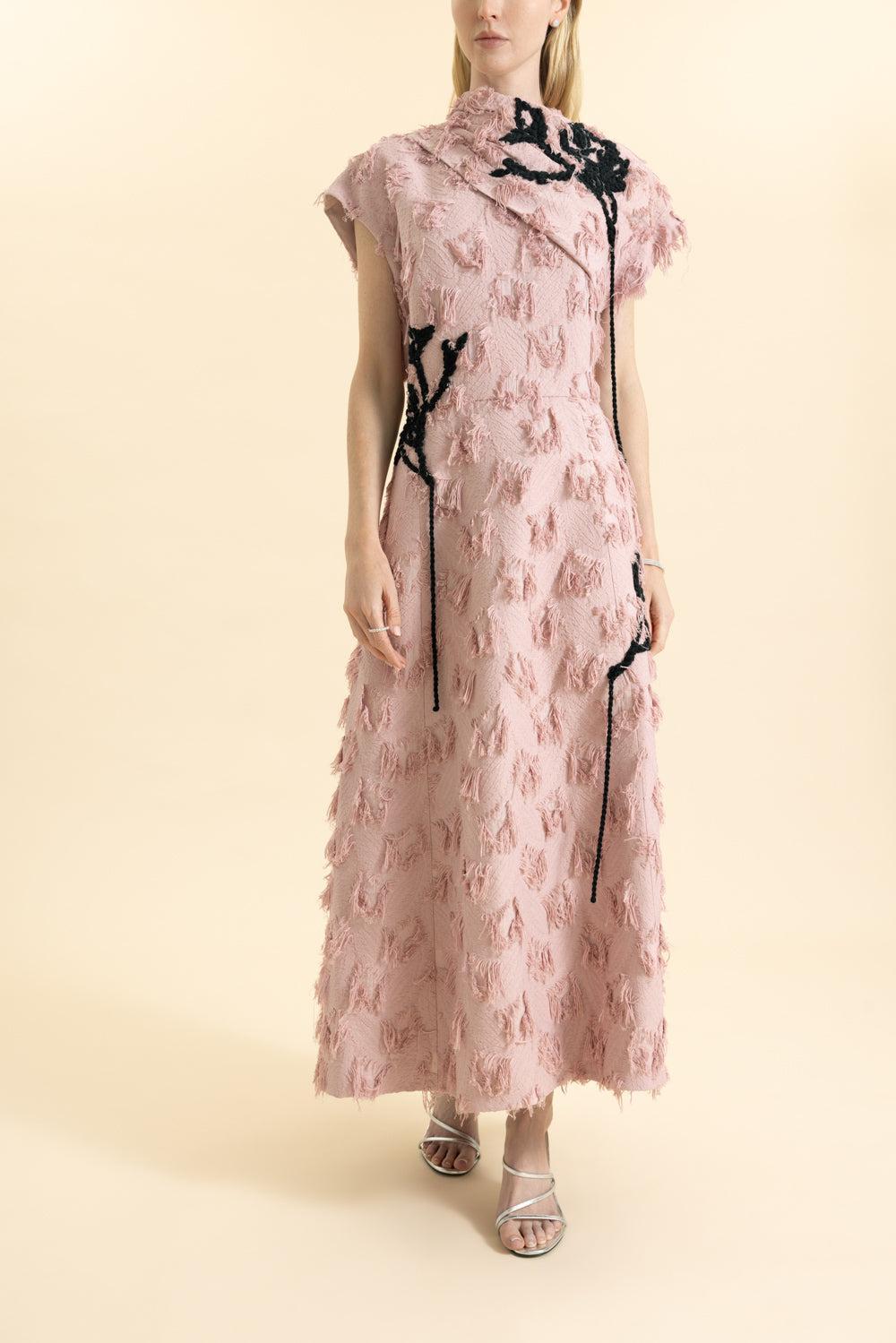 Asymmetric Fringe Dress-ANTQPINK-10-CLOTHINGDRESSCOCKTAIL-ERDEM