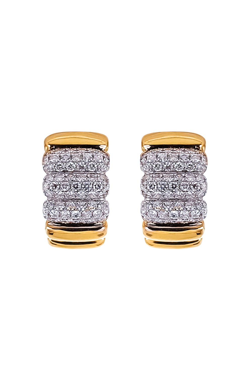 Diamond Three Section Huggie Hoop Earrings