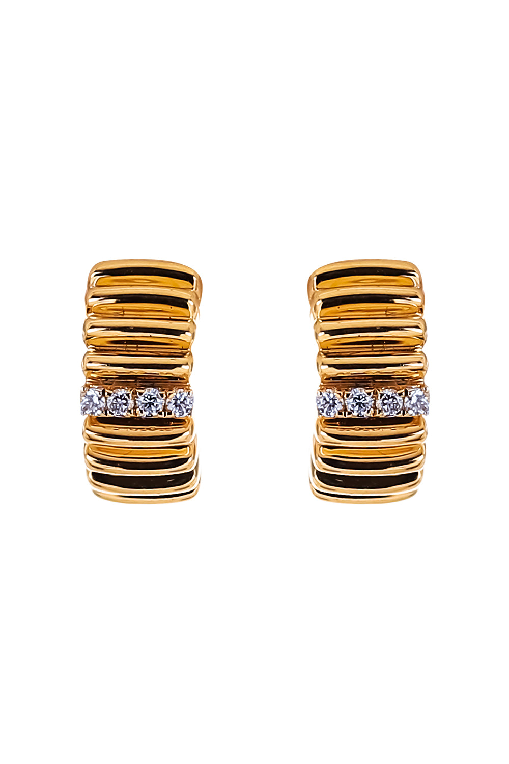 Diamond Single Section Huggie Hoop Earrings