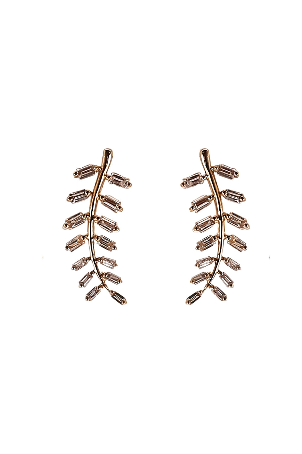 Diamond Leaf Stud Earrings