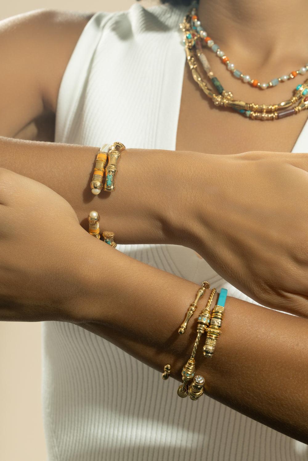 Crystal Teal Sari Strass Bracelet-TEAL/GLD-JEWELRYBOUTIQUEBRACELET O-GAS BIJOUX