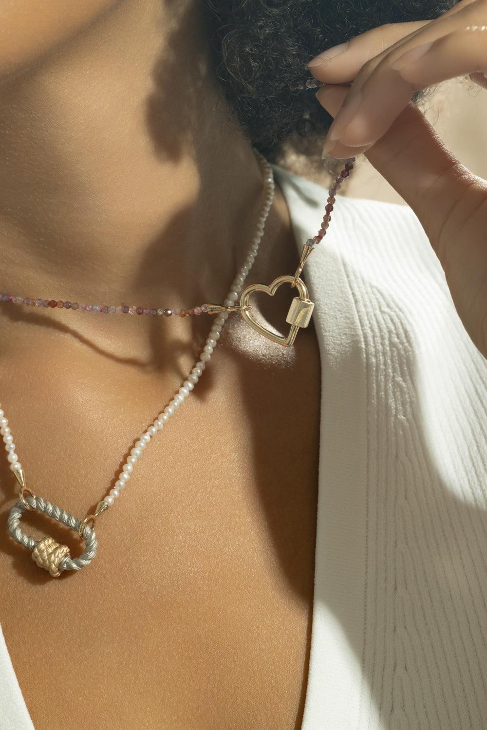 Pink Spinel Itty Bitty Strand Necklace-YELLOW GOLD-16-JEWELRYFINE JEWELNECKLACE O-MARLA AARON