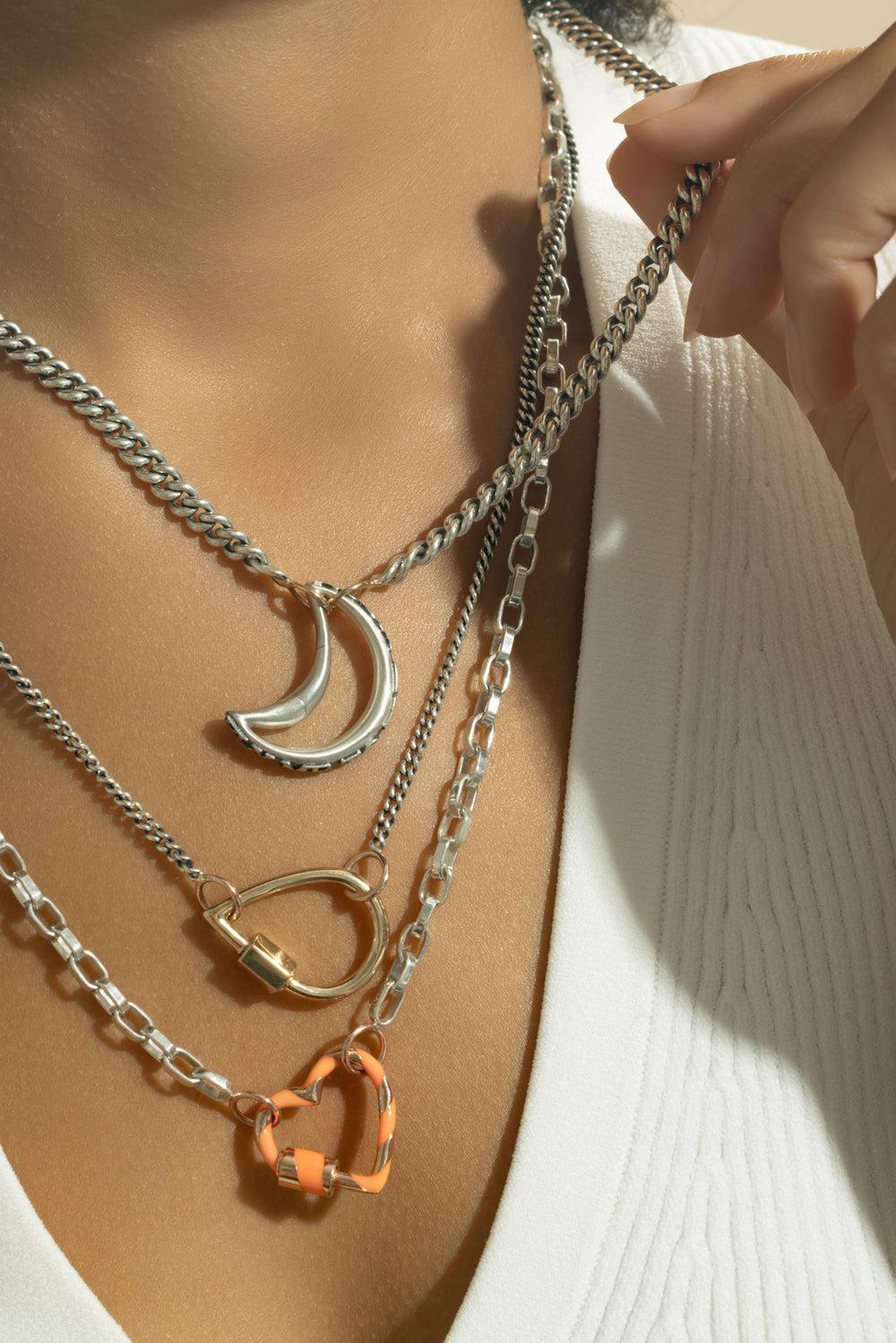 Mixed Metal Not So Heavy Curb Chain-SILVER-18-JEWELRYFINE JEWELNECKLACE O-MARLA AARON